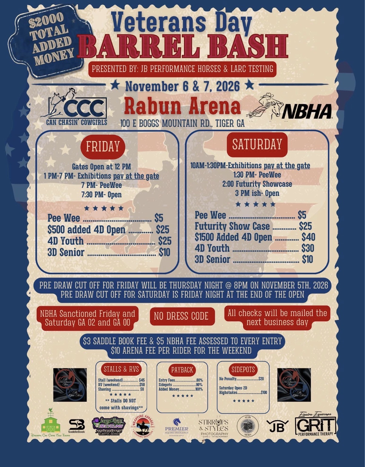 Can Chasing Cowgirls Veterans Day Barrel Bash flyer
