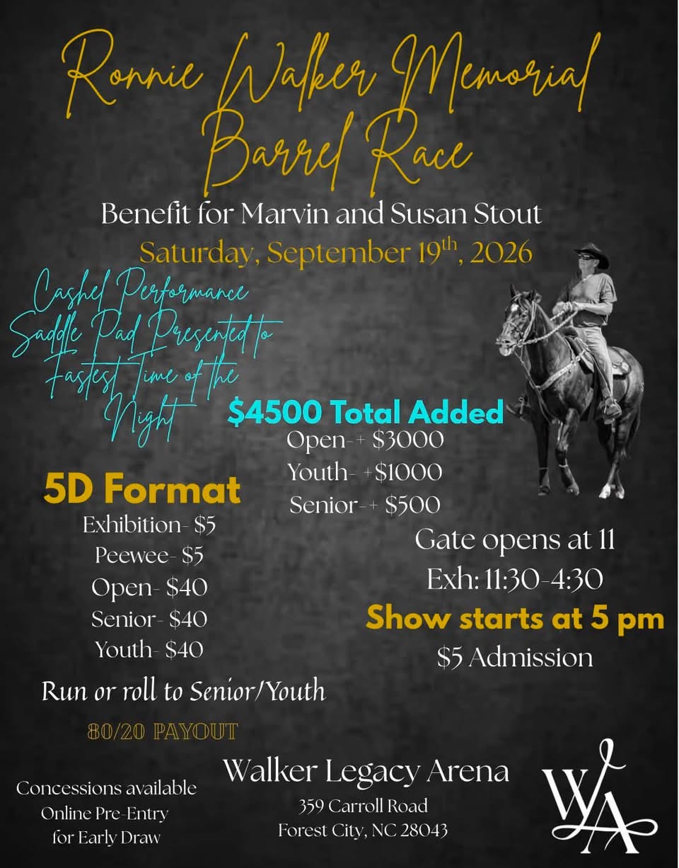 Ronnie Walker Memorial Barrel Race flyer